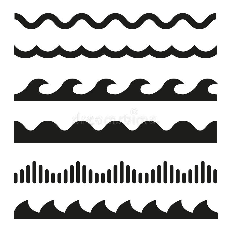 Vector Black Wave Icons Set Stock Illustration - Image: 70435100