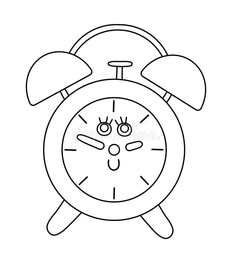 Vector black and white alarm clock icon. Back to school educational clipart. Cute outline illustration. Learning, education