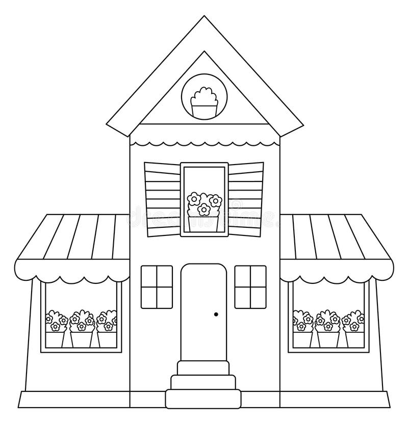 Vector Black and White Beautiful House Icon. Residential Building Line