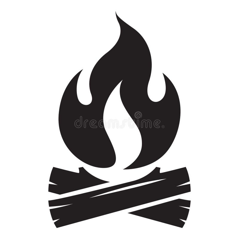 Vector Black and White Cartoon Illustration of Burning Fire with Wood Stock  Vector - Illustration of background, sign: 275267786