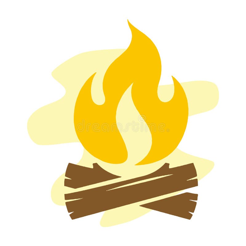 Vector Black and White Cartoon Illustration of Burning Fire with Wood Stock  Vector - Illustration of background, sign: 275267786