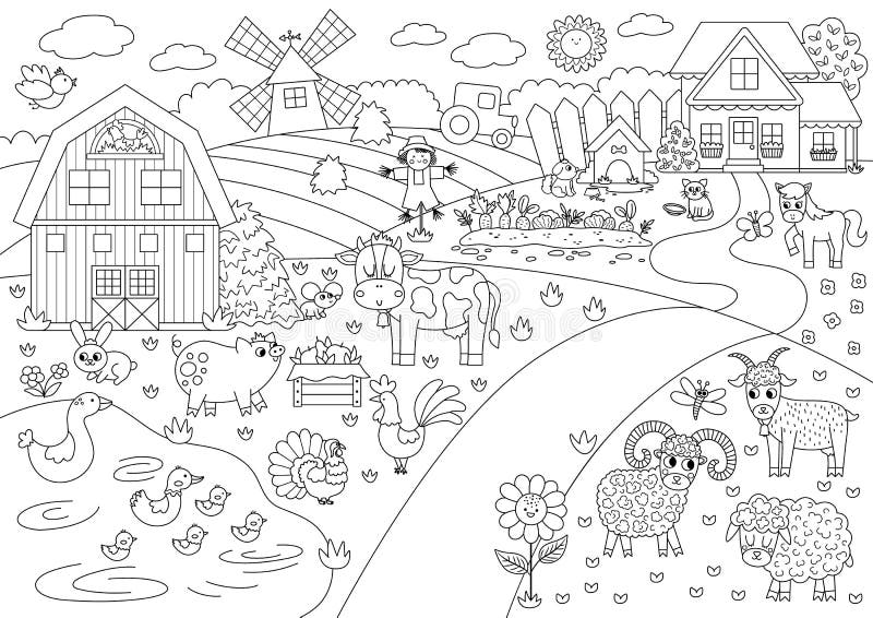 On the Farm Farm Scene in White On the Farm Farm Scene in White