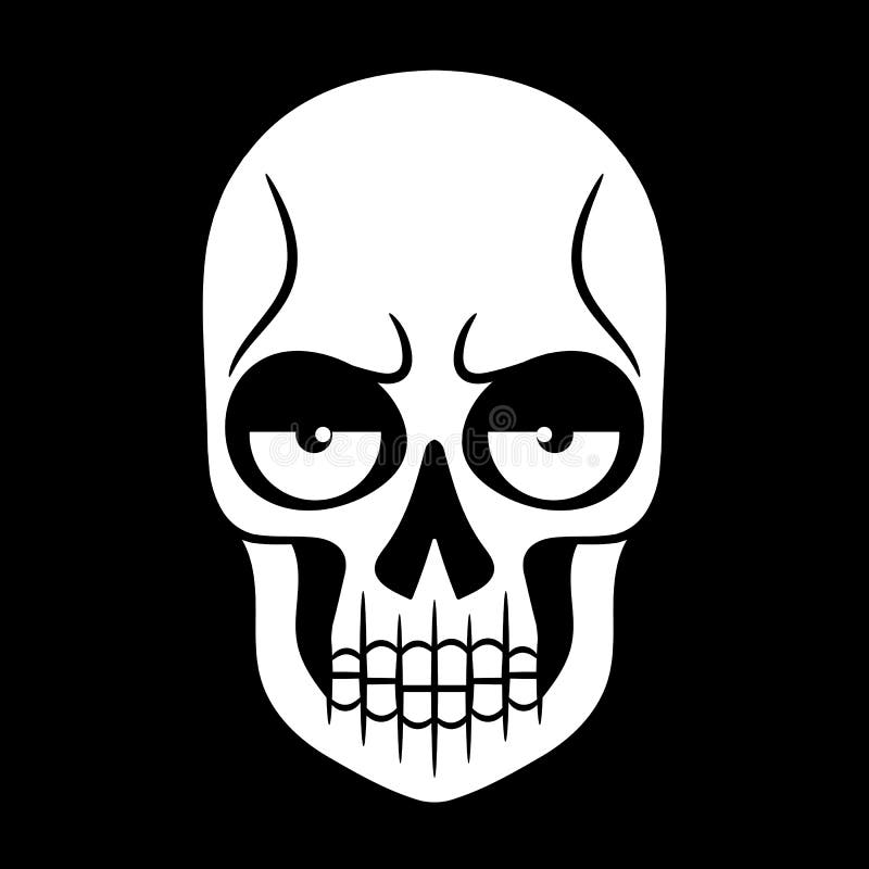 Vector Black and White Illustration of Human Skull Stock Vector ...