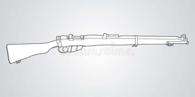 Lee Enfield firearm stock illustration. Illustration of pistol - 132481134