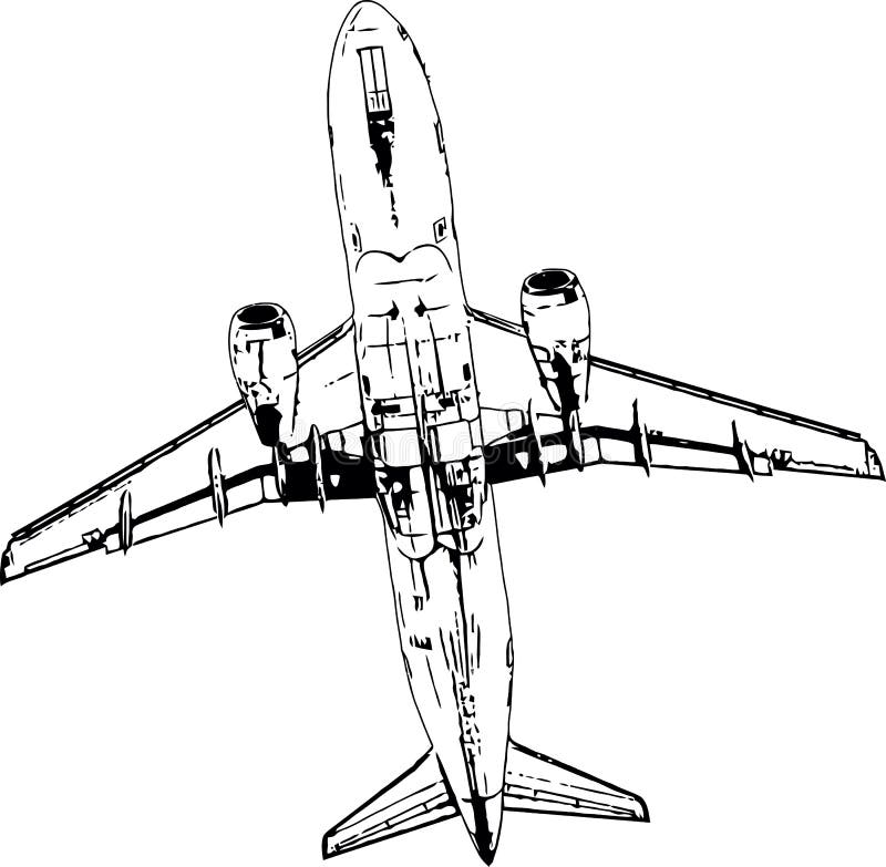 Vector Black and White Image of Flying Passenger Plane Stock Vector ...