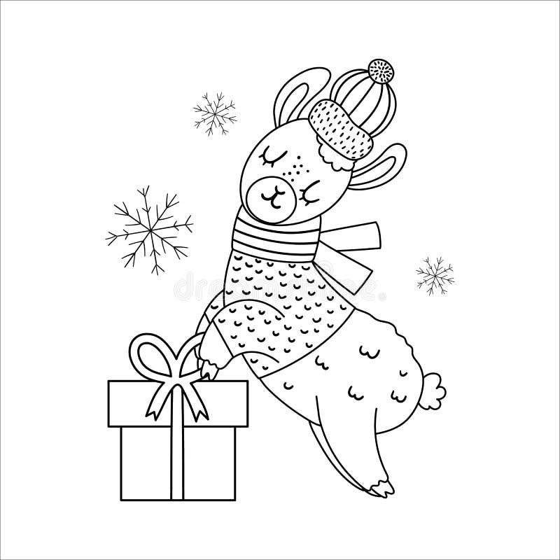 cute winter animals clipart black and white