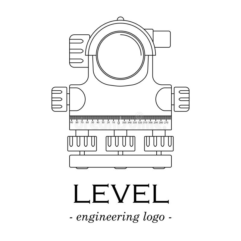Vector black-and-white logo of a level of lines. Geodesy. Theodolite logo vectors