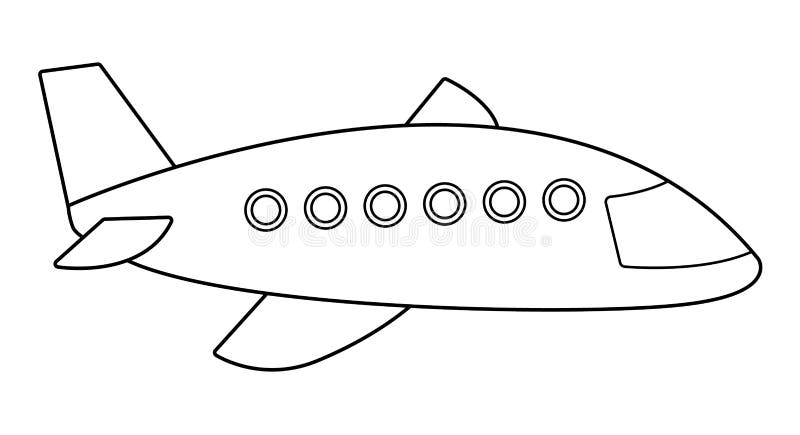 Vector Black and White Plane Isolated on White Background. Summer