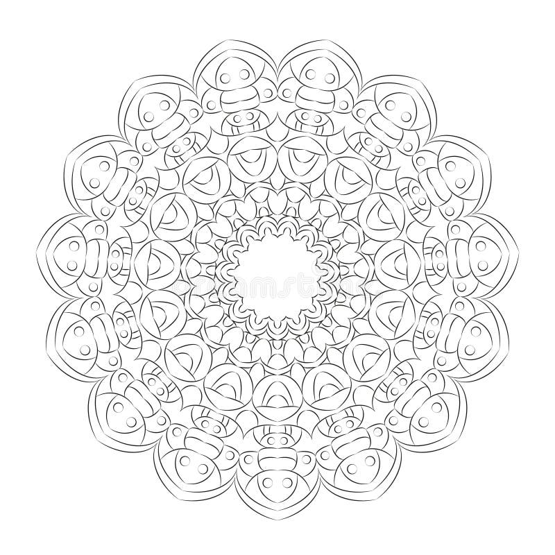 Download Vector Black And White Round Simple Mandala Hand Drawing ...