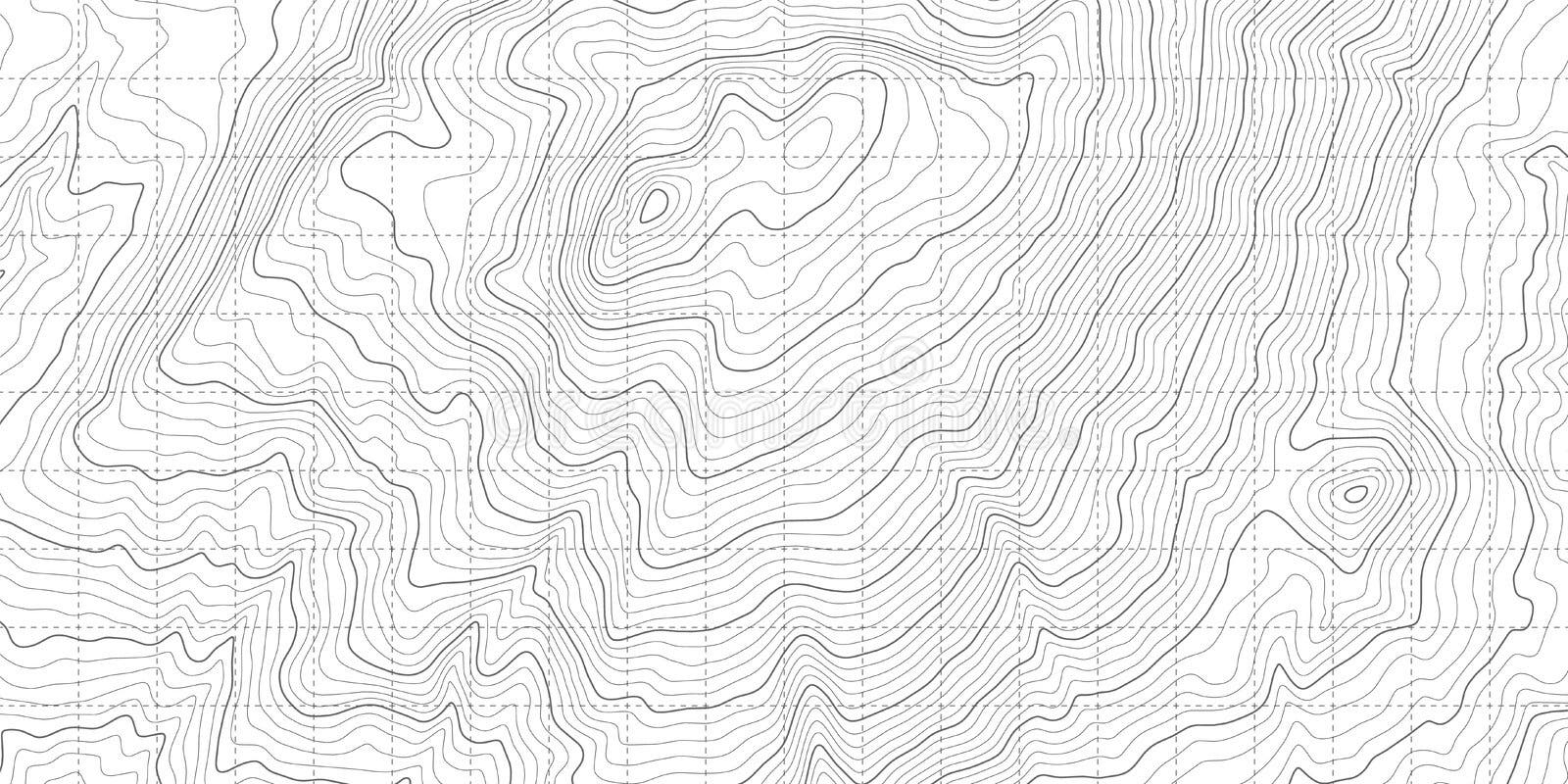 Sea Abyss Vector Topography Map with Depth Route and Coordinate Green