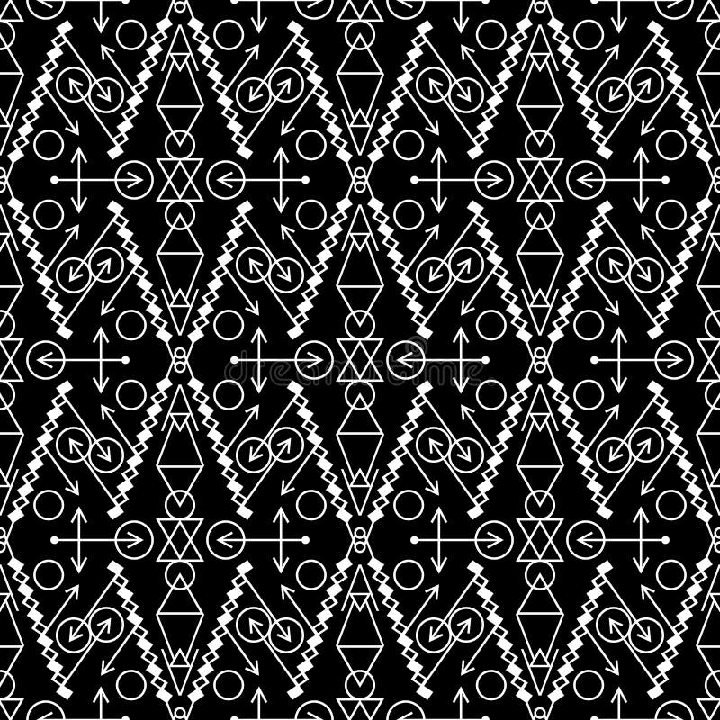 Vector Black and White Tribal Seamless Pattern vector illustration