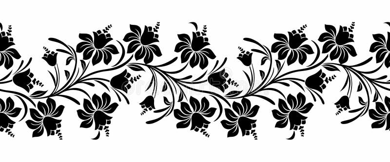 Flower border design Black and White Stock Photos & Images - Alamy