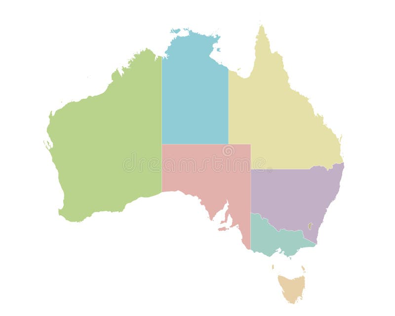 Vector blank map of Australia with regions or territories and administrative divisions. vector illustration Vector blank map of Australia with regions or territories and administrative divisions. vector illustration