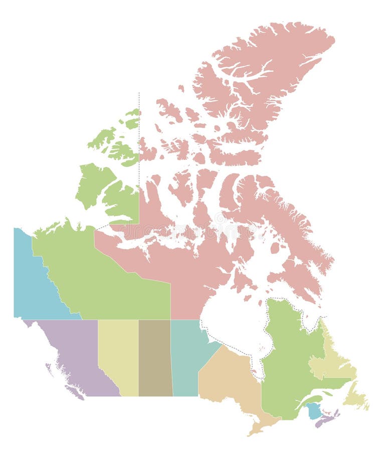 Vector Blank Map of Canada with Provinces and Territories and