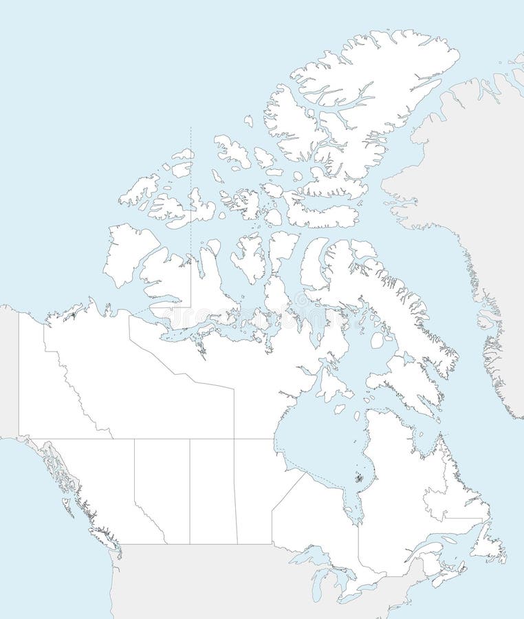 Vector Blank Map of Canada with Provinces and Territories and