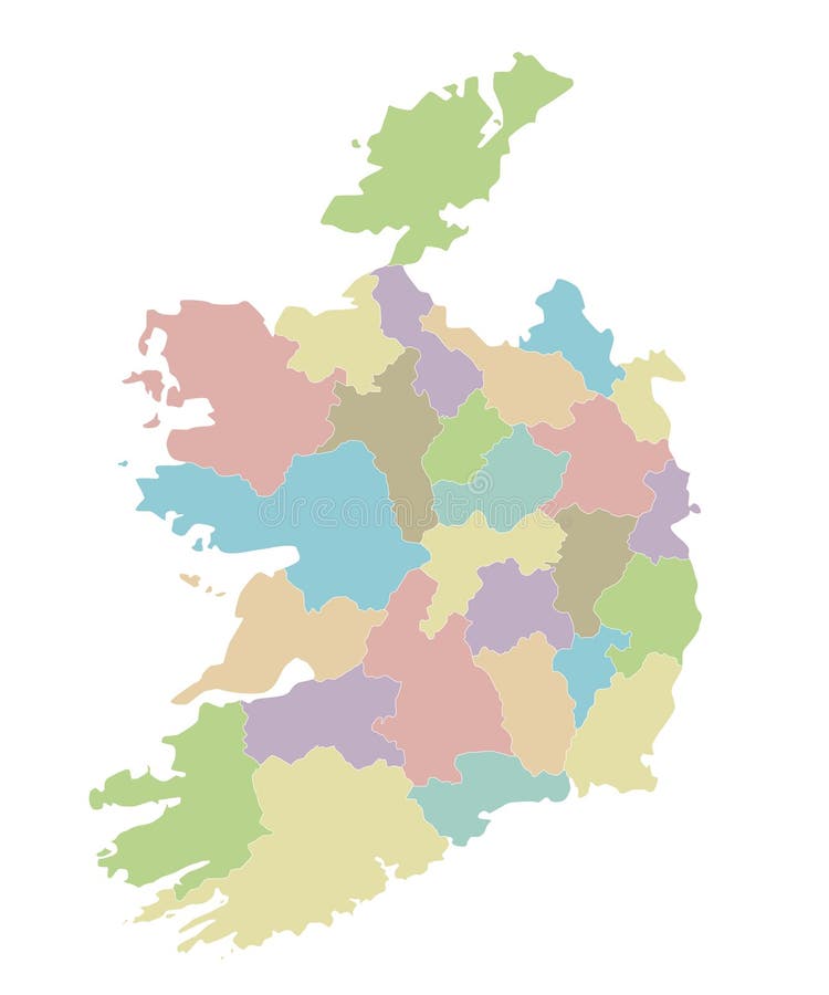 Vector Blank Map of Ireland with Counties and Administrative Divisions