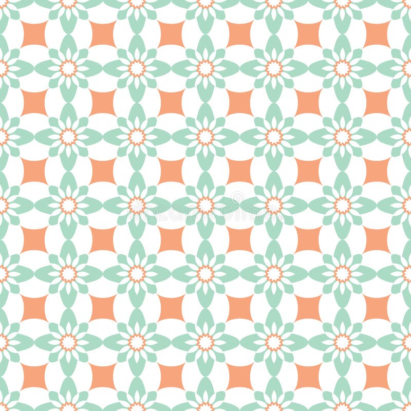 Vector blauwe en oranje naadloze geometrische patroonachtergrond met rozetten en bloemvormen royalty-vrije illustratie Vector blauwe en oranje naadloze geometrische patroonachtergrond met rozetten en bloemvormen royalty-vrije illustratie
