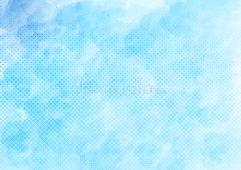 Vector Blauwe Waterverf en Halftone Dots Pattern Background royalty-vrije illustratie Vector Blauwe Waterverf en Halftone Dots Pattern Background royalty-vrije illustratie
