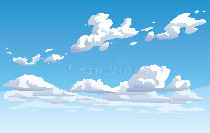 Vector Blue Cloudy Sky, Good Weather. Stock Vector - Illustration of  abstract, hand: 171922581
