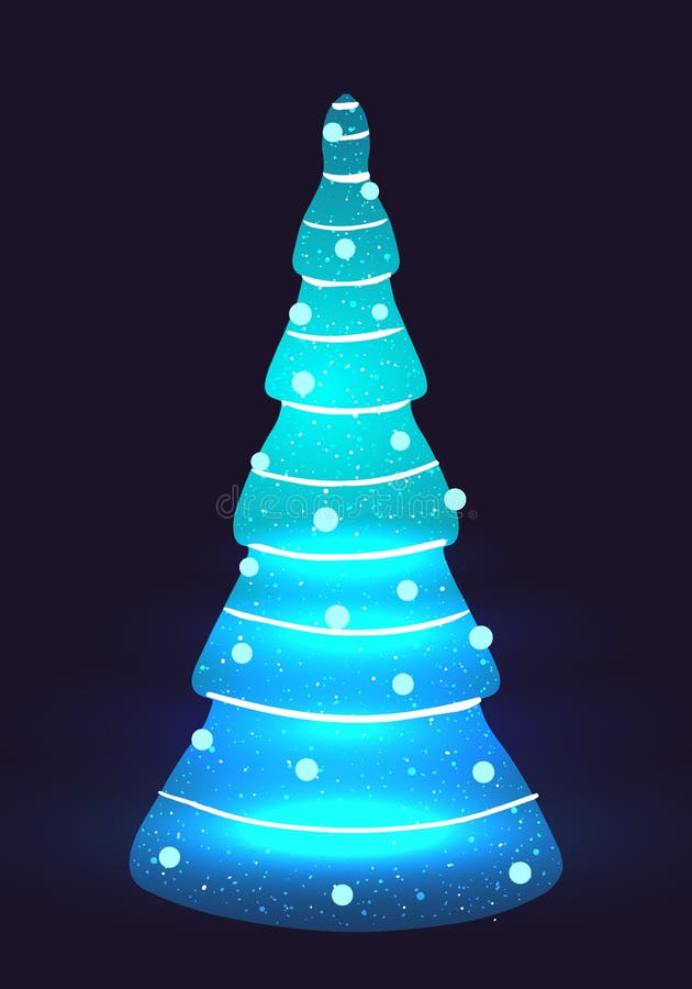 Vector Blue Decorated Christmas Tree with Garlands Stock Vector