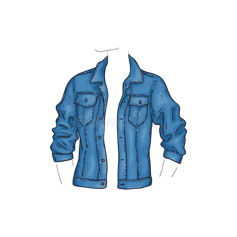 Technical Sketch Of Denim  Jacket  In Vector Stock Vector 