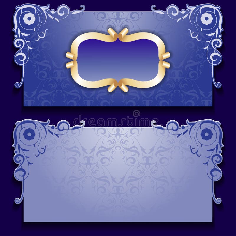 Vector Blue Invitation Card with Frame Stock Vector Illustration of