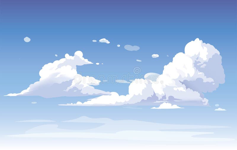 Vector Blue Sky Clouds Anime Clean Style Background Design Stock Vector   Illustration of distant drawing 171922573