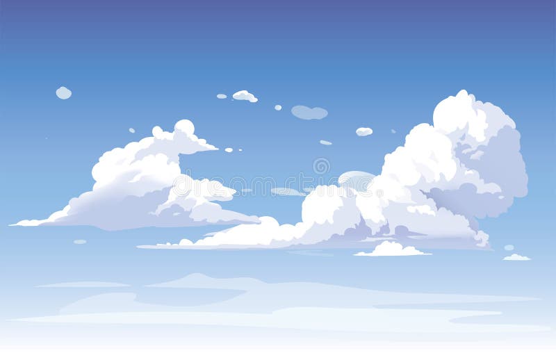 Vector Blue sky clouds Rengör djurstil Bakgrundsdesign