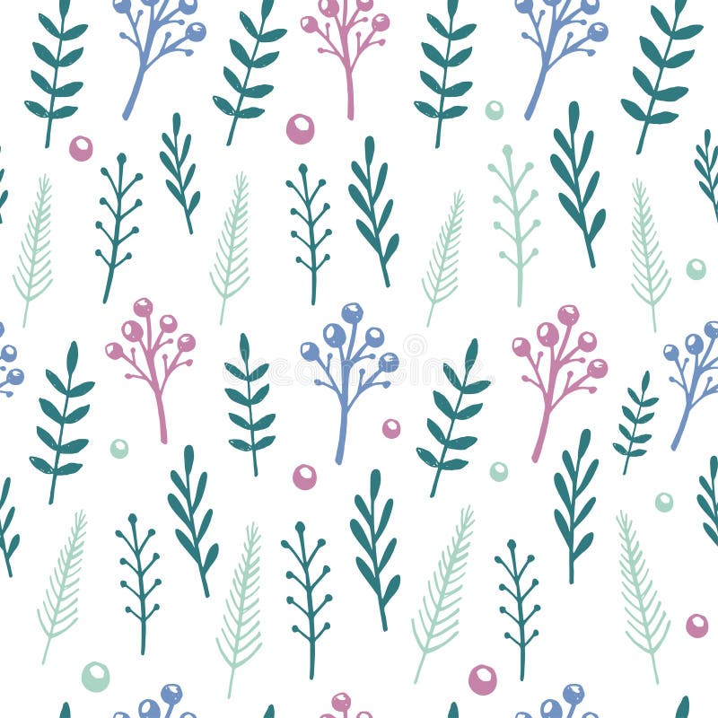 Vector Blumenmuster mit handdrawn Blumen und Blättern stock abbildung Vector Blumenmuster mit handdrawn Blumen und Blättern stock abbildung