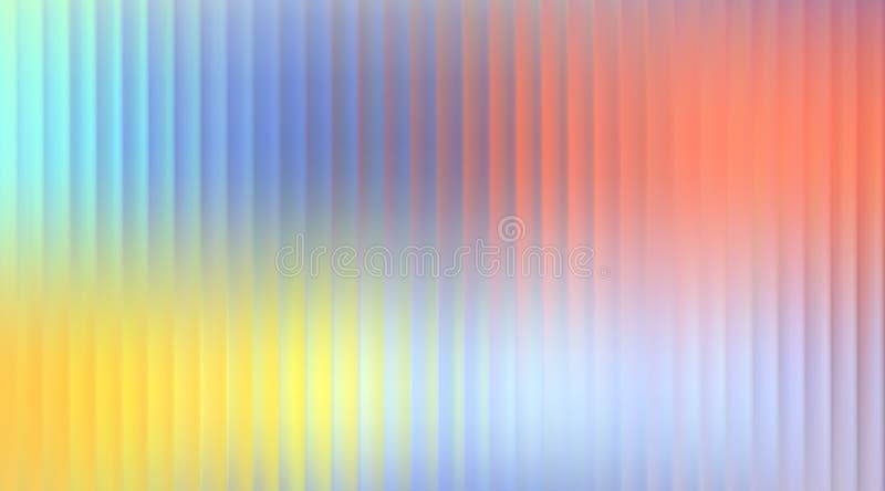 Vector Blurred holographic gradient background. Ribbed glass texture. royalty free illustration