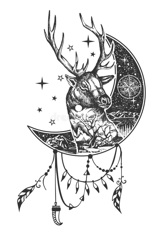 Vector Boho Deer Tattoo or T-shirt Print Design Stock Vector - Illustration of boho, creative: 114771905 Vector Boho Deer Tattoo or T-shirt Print Design Stock Vector - Illustration of boho, creative: 114771905