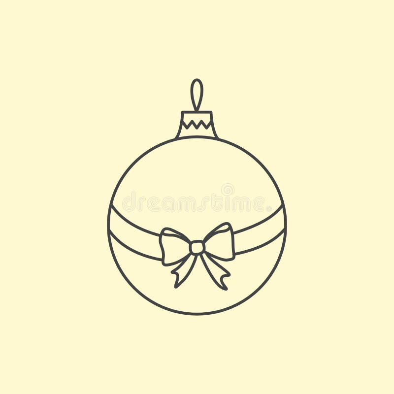 Vector a bola simples da árvore de Natal com fita e curve-a Linha arte ilustração do vetor Vector a bola simples da árvore de Natal com fita e curve-a Linha arte ilustração do vetor