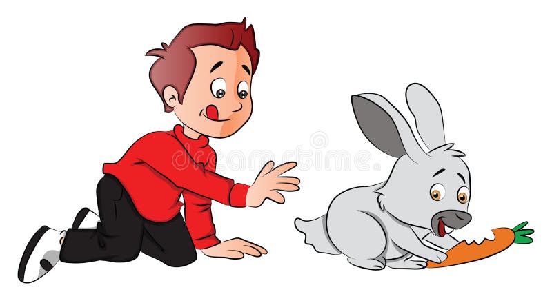 Rabbit eating a carrot stock vector. Illustration of gift - 27754203