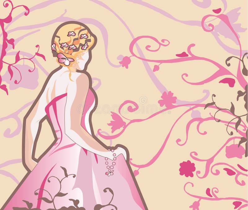 Vector bride in pink