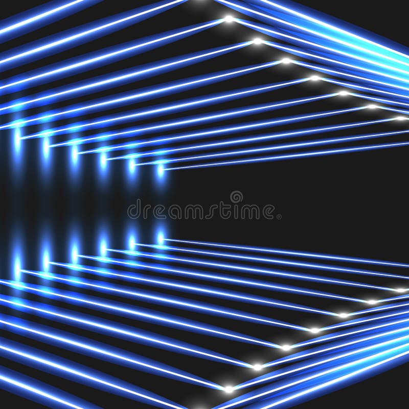 Vector Bright Lines on Dark Background. Black Abstract Geometric