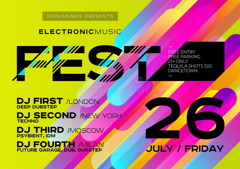 Vector Bright Music Poster for Festival. Electronic Music Cover vector illustration Vector Bright Music Poster for Festival. Electronic Music Cover vector illustration