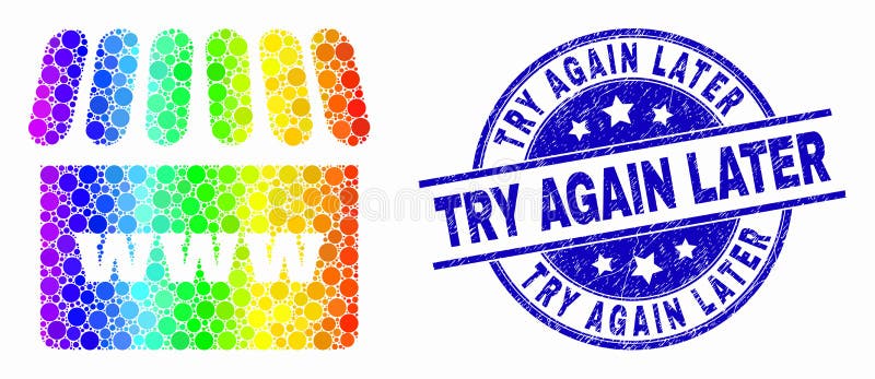 Vector Bright Pixel Webshop and Try Again Later Stamp Stock - of later, commercial: 155062513