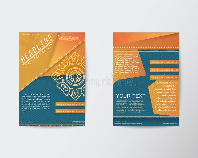 Vector Brochure Flyer Thai Style Template in A4 Size Stock Vector