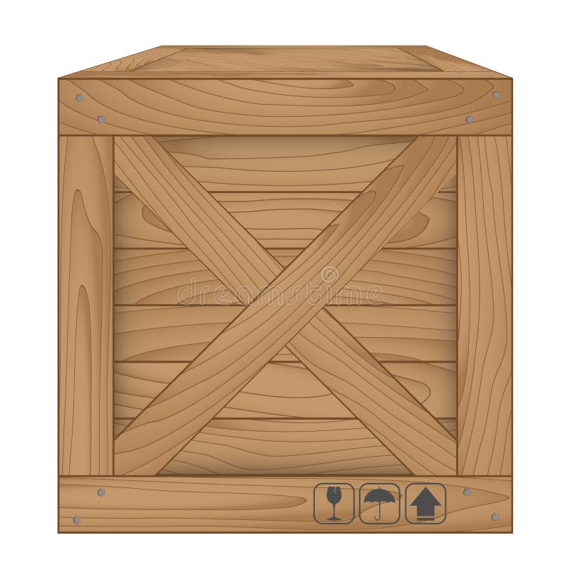 Vector of Brown Wooden Box on White Stock Vector Illustration of