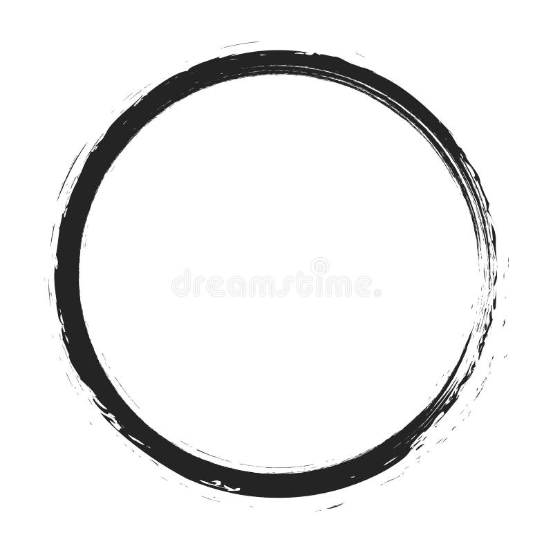 Vector brush strokes circles of paint on white background. Ink hand drawn paint brush circle. Logo, label design element