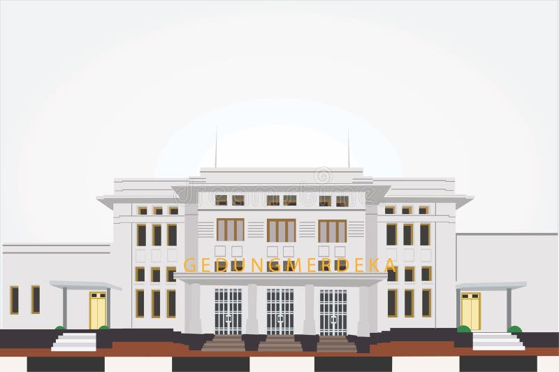 Vector Building of Merdeka History of Coference Asia Afrika Stock