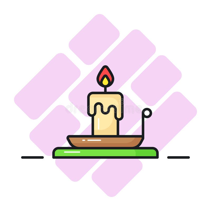 Vector of Burning Candle on Plate in Modern Style, Creatively Designed