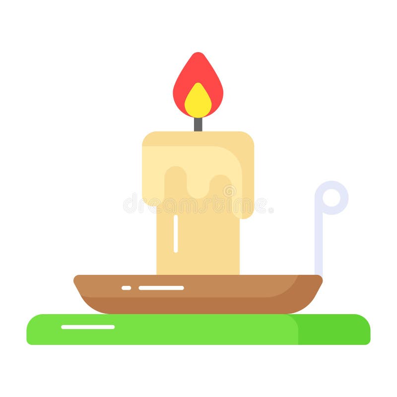 Vector of Burning Candle on Plate in Modern Style, Creatively Designed