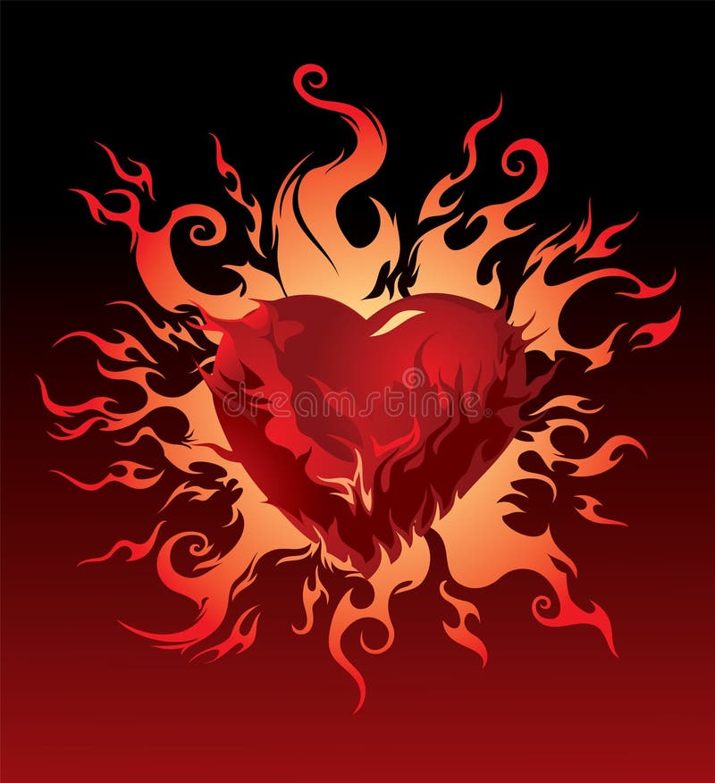 Vector. Burning heart royalty free illustration
