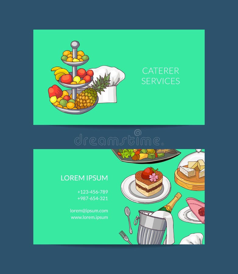 Vector Business Card Template for Restaurant or Caterer Stock Vector -  Illustration of gourmet, element: 112093569