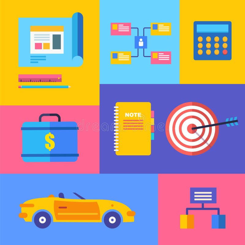 Vector business collection of flat and colorful