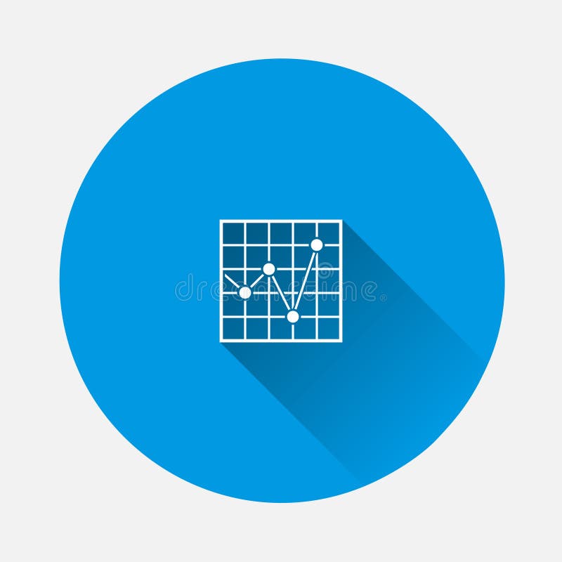Vector Business Graph Icon on Blue Background. Flat Image with Long ...