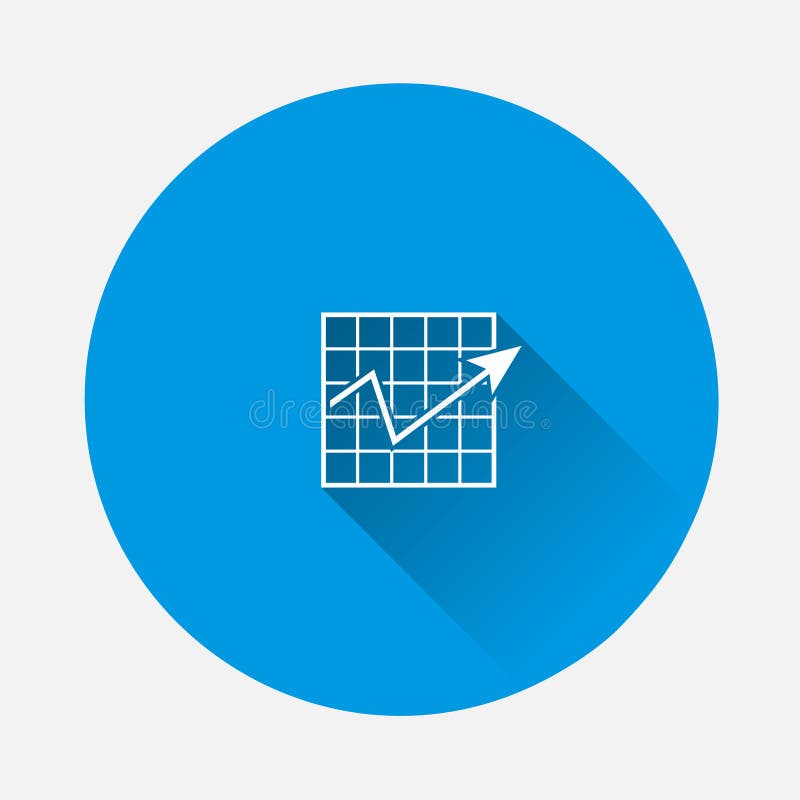 Vector Business Graph Icon on Blue Background. Flat Image with Long ...