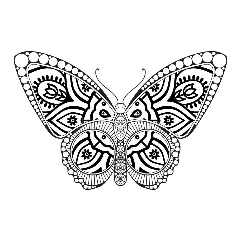 Vector Butterfly Black and White Element Line Art Print Design Stock Vector Illustration of