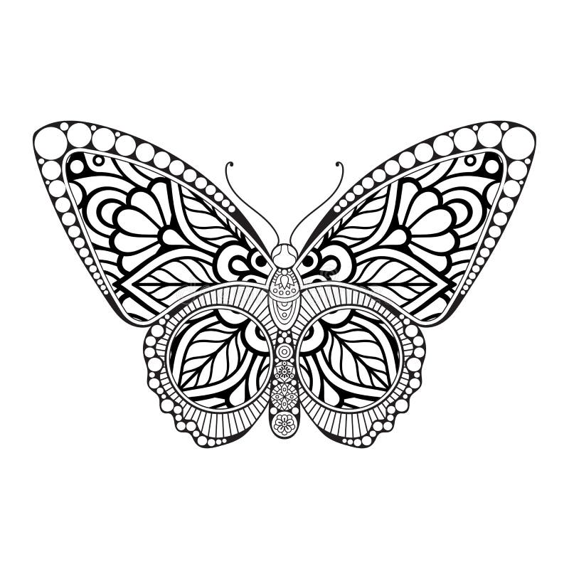 Vector Butterfly Black and White Element Line Art Print Design Stock Vector Illustration of